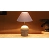 Grey cotton with White Brushed Wood Table Lamp