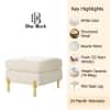 Doe Buck Luxe Boucle Square Ottoman in White Colour with Gold Metal Legs