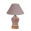 Devansh Conical Grey Cotton Shade Lamp With Wood & Mosaic Glass Base For Decoration/Office/Home/Gifting/Study For Decoration/Office/Home/Gifting/Study -(10X10X14.5) Inches -A