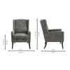Joan Printed Human Canvas Fabric Wing Chair in Green Colour