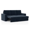 Kowloon Sectional 3 Seater Pull Out Sofa Cum Bed with Storage in Indigo SeaPort Blue Velvet Colour