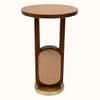 Elegant Mid Modern Cane Accent Side Table with Brass Finish Base