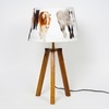 Griffith hand crafted Solid wood honey finish Tripod Table Lamp With Printed Linen Shade