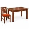 Globally Indian Surya Solid Sheesham Wood 4 Seater Dining Table Set 4 Chairs Terracotta Orange