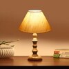 Devansh Off White Cotton Table Lamp With  Wood Natural Base (10X10X16) Inches)-27