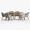 Anish Solid Wood Dining Table with Six Wayane Arm Chairs in Grey Colour