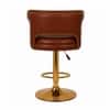 Doe Buck Verona Faux Leather Adjustable Bar Stool in Brown Colour with Gold Base