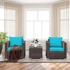 Carry Bird Wicker Patio Furniture Outdoor Balcony Chairs In Brown And Blue Colour