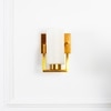 Harvey Single Light Wall Fitting in Brass Finish Metal with Frosted Glass Shade