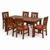 Globally Indian Nivaan Solid Sheesham Wood 6 Seater Dining Table Set 6 Chairs Terracotta Orange
