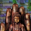 Copper Fiber Glass Palm Buddha Indoor Water Fountain