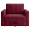 Alfon 1 Seater Velvet Pull Out Sofa Cum Bed with Storage In Maroon