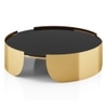 Belle Round Black Mirror And Metal Coffee Table In Gold Finish