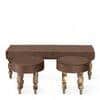 Cairo Sheesham Wood Accent 3+1+1 Seater Bench Set With 2 Stools In Taupe Brown Velvet