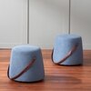 Hoist Collection Light Blue Pouf With Faux Leather Strap Set Of 2