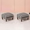 Crest Jacquard Wooden Footrests in Blue Color Set of 2