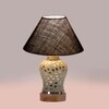 Devansh Conical Blue Jute Shade Lamp With Wood & Mosaic Glass Base For Decoration/Office/Home/Gifting/Study For Decoration/Office/Home/Gifting/Study -(10X10X14.5) Inches -A