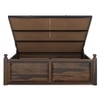 Syan Solid Wood Queen  Size Upholstered Bed With Hydraulic Storage (Provincial Teak Finish)