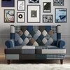 Minnelli 2 Seater Fabric Loveseat In Indigo Patch Work Colour