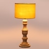 Devansh Yellow Cotton Table Lamp With  Wood Natural Base (7X17.5 Inches)-6