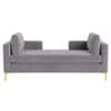 Cova Velvet Chaise Lounger in Grey Color