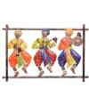 Desert Art Metal Handpainted Yellow Tabla Musician Wall Hanging