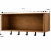 Modern Solid Wood Shelf with Hooks in Morgan Natural & Metal Black