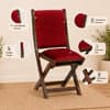 Lora Sheesham Wood Upholstered Folding Chair in Red Colour by Bohemiana