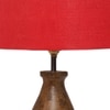 Devansh Red Cotton Table Lamp With  Wood Natural Base (7X13 Inches)-4