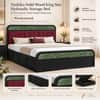 Yashika Solid Wood King Size Hydrulic Storage Bed In Black Finish (Burgundy Red Fabric) (72 - 78 inch)