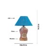 Devansh Conical Turquoise Jute Shade Lamp With Wood & Mosaic Glass Base For Decoration/Office/Home/Gifting/Study For Decoration/Office/Home/Gifting/Study -(10X10X14.5) Inches -A