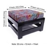Kumkum Rosewood Foot Stool with Bird Print Grey Kantha Cushion
