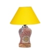 Devansh Conical Yellow Cotton Shade Lamp With Wood & Mosaic Glass Base For Decoration/Office/Home/Gifting/Study For Decoration/Office/Home/Gifting/Study -(10X10X14.5) Inches -A