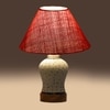 Devansh Conical Pink Jute Shade Lamp With Wood & Mosaic Glass Base For Decoration/Office/Home/Gifting/Study For Decoration/Office/Home/Gifting/Study -(10X10X14.5) Inches -A