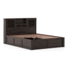 Cambry Queen Size Box Storage Bed With Headboard Storage In American Walnut Finish