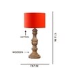 Devansh Orange Cotton Table Lamp With  Wood Natural Base (7X17.5 Inches)-5