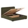 Milan Upholstered Hydraulic Storage Queen Size Bed In Deep Olive Velvet