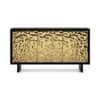 Elios Solid Wood Sideboard in Gold Ripple and Black Brushed Finish