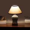 Devansh Conical White & Black  Cotton Shade Lamp With Wood & Mosaic Glass Base For Decoration/Office/Home/Gifting/Study For Decoration/Office/Home/Gifting/Study -(10X10X14.5) Inches -A
