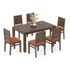 Atlas Solid Wood 6 Seater Compact Dining Table With 6 Atlas Dining Chairs (Finish : Danish Walnut, Chair Colour : Burnt Orange)