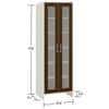 Atlanta Tall Crockery cum Bookshelf Cabinet with Toughened Glass Shutters in Coffee Walnut Colour
