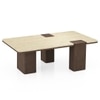 Muro Rectangular Marble Coffee Table In Danish Walnut Finish