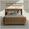 Heritage Cane Upholstered Queen Size Bed in Linen With Oak wood Frame