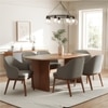 Anish Solid Wood Dining Table with Six Wayane Arm Chairs in Grey Colour