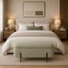 Doe Buck Luxury Boucle Storage Bench in Sage Colour with Black Metal Legs