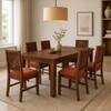 Globally Indian Celeste Solid Sheesham Wood 6 Seater Dining Table Set 6 Chairs Terracotta Orange