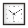 Square Wooden Wall Clock with Roman Numerals and Precision Minute Markers