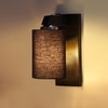 Devansh Solid Wood Electric Wall Light in Brown Colour with Black Shade Count of 1 Light