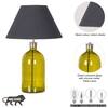 OLVIRA Modern Green Glass Table Lamp with Silver Metal Accent Black Shade