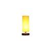 Shelby Yellow cotton table lamp with brown wood base